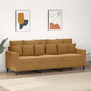 Sofa 3-osobowa, brÄ zowa, 180 cm, tapicerowana aksamitem