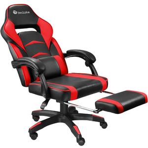 Tectake 404742 fotel biurowy comodo z podnóżkiem - czarny/czerwony