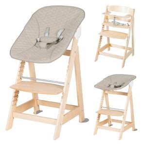 Beżowo-naturalne krzesełko do karmienia Born Up 2in1 Luxe – Roba