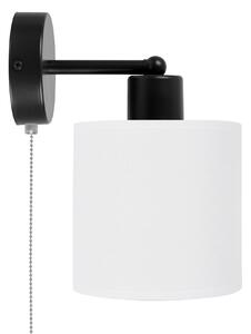 Czarny kinkiet LED z włącznikiem z białym abażurem SHWD-C-1010SC-WE je
