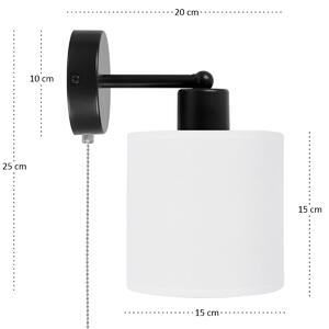 Czarny kinkiet LED z włącznikiem z białym abażurem SHWD-C-1010SC-WE je