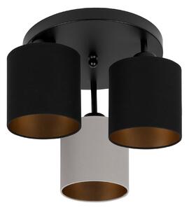 Lampa sufitowa czarna trzypunktowa z szaro-czarnymi abażurami C-3030SC