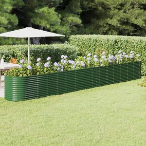 Donica ogrodowa, malowana proszkowo stal, 620x80x68 cm, zielona