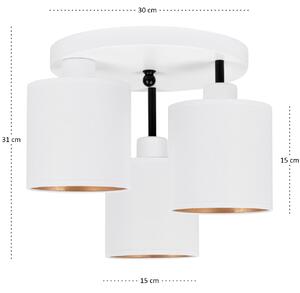 Lampa sufitowa biała trzypunktowa z białymi abażurami C-3030WE-WEWEWE