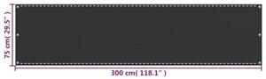 Parawan balkonowy, antracytowy, 75x300 cm, hdpe