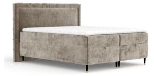 Beżowe łóżko boxspring ze schowkiem 160x200 cm Voyage – Maison de Rêve