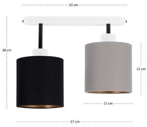Lampa sufitowa biała dwupunktowy spot z szaro-czarnymi abażurami C-330