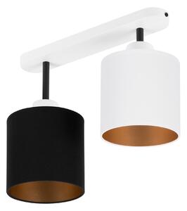 Lampa sufitowa biała dwupunktowy spot z czarno-białymi abażurami C-330