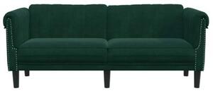 Sofa dwuosobowa, ciemnozielona, aksamit