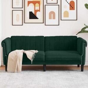 Sofa dwuosobowa, ciemnozielona, aksamit