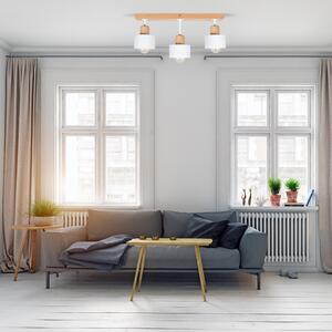 Biała lampa sufitowa, trzypunktowy spot DWE50x7BU z drewna i metalu E2