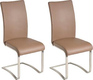 Krzesła ze skóry, kolor cappuccino - 2 sztuki