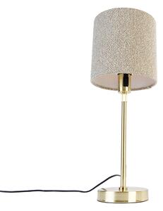 Złota regulowana lampa stołowa z abażurem boucle taupe 20 cm - Parte Oswietlenie wewnetrzne