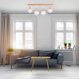 Biała lampa sufitowa, czteropunktowy spot DWE60x7BU z drewna i metalu