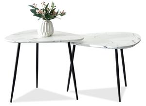 Elegancki komplet stolików kawowych rosin xl+s biały marmur i czarne nóżki
