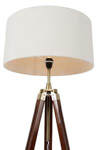 Mosiężna lampa podłogowa z abażurem boucle biały statyw 50 cm - Cortin Oswietlenie wewnetrzne