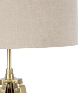 Mosiężna lampa podłogowa z abażurem jasnobrązowym statywem 50 cm - Cortin Oswietlenie wewnetrzne