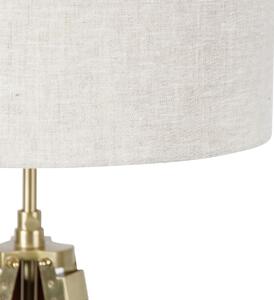 Mosiężna lampa podłogowa z abażurem jasnoszarym statywem 50 cm - Cortin Oswietlenie wewnetrzne