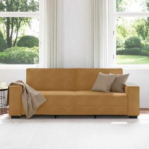 Sofa 3-osobowa, brÄ zowa, 220x78x84 cm, tapicerowana aksamitem