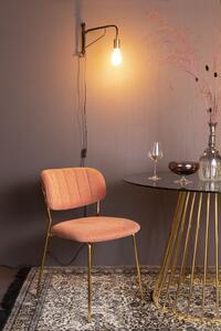 Krzesło do jadalni Charlotte, tapicerowane, złote nogi, różowe
