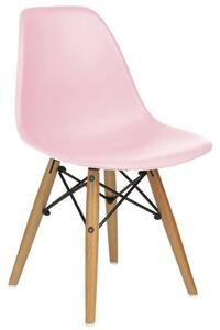Krzesło dziecięce MILANO jasno różowe nogi bukowe skandynawskie inspirowane