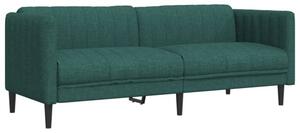 Sofa 3-osobowa, ciemnozielona, tapicerowana tkaninÄ