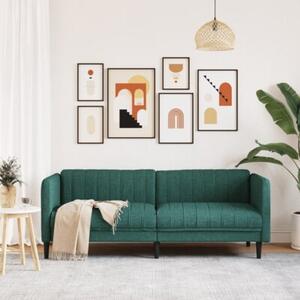 Sofa 3-osobowa, ciemnozielona, tapicerowana tkaninÄ