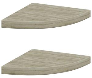 Narożne półki ścienne, 2 szt., kolor dębowy, 35x35x3,8 cm, mdf