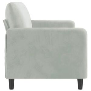 Sofa 3-osobowa, jasnoszara, 180 cm, tapicerowana aksamitem