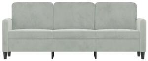 Sofa 3-osobowa, jasnoszara, 180 cm, tapicerowana aksamitem