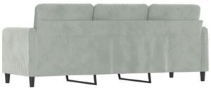 Sofa 3-osobowa, jasnoszara, 180 cm, tapicerowana aksamitem