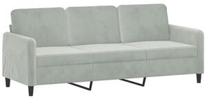 Sofa 3-osobowa, jasnoszara, 180 cm, tapicerowana aksamitem