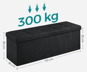 Stołek ze schowkiem OTTOMAN 110x38 cm, czarny