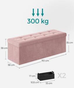Stołek ze schowkiem OTTOMAN 110x38 cm, różowy