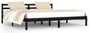 Rama łóżka, lite drewno sosnowe, 200x200 cm, czarne