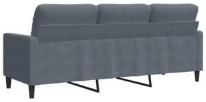 Sofa 3-osobowa, ciemnoszara, 180 cm, obita aksamitem