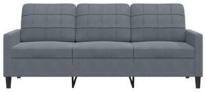 Sofa 3-osobowa, ciemnoszara, 180 cm, obita aksamitem