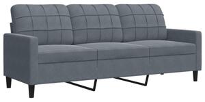 Sofa 3-osobowa, ciemnoszara, 180 cm, obita aksamitem