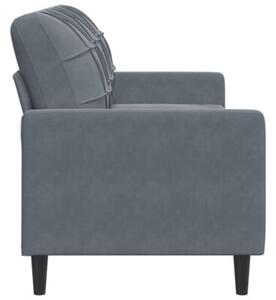 Sofa 3-osobowa, ciemnoszara, 180 cm, obita aksamitem