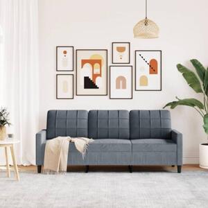 Sofa 3-osobowa, ciemnoszara, 180 cm, obita aksamitem