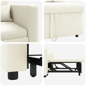 Sofa 3w1 z aksamitu - kremowa, rozkÅadana, elegancka i funkcjonalna