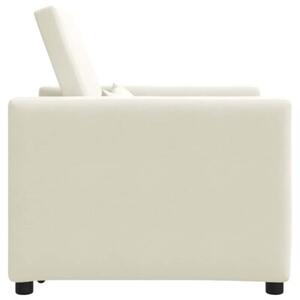 Sofa 3w1 z aksamitu - kremowa, rozkÅadana, elegancka i funkcjonalna