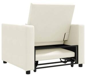 Sofa 3w1 z aksamitu - kremowa, rozkÅadana, elegancka i funkcjonalna