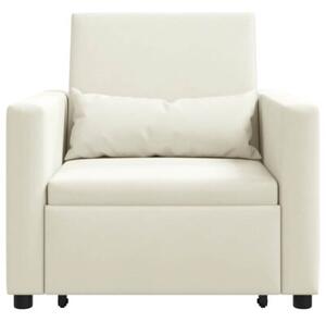 Sofa 3w1 z aksamitu - kremowa, rozkÅadana, elegancka i funkcjonalna