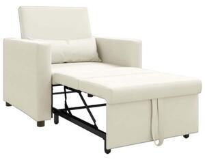 Sofa 3w1 z aksamitu - kremowa, rozkÅadana, elegancka i funkcjonalna