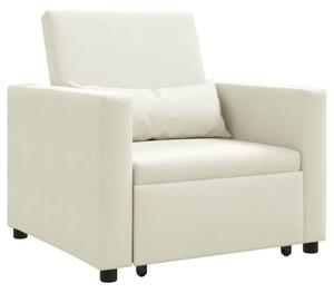 Sofa 3w1 z aksamitu - kremowa, rozkÅadana, elegancka i funkcjonalna