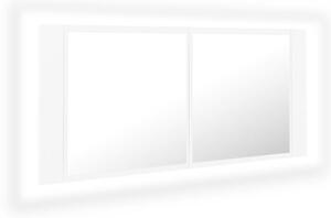Szafka łazienkowa z lustrem i LED, biała, 100x12x45 cm, akryl