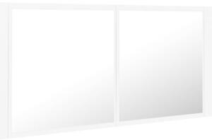 Szafka łazienkowa z lustrem i LED, biała, 100x12x45 cm, akryl