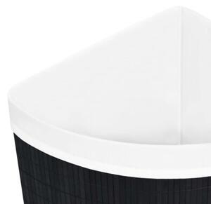 Bambusowy kosz na pranie, narożny, czarny, 60 l