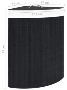 Bambusowy kosz na pranie, narożny, czarny, 60 l